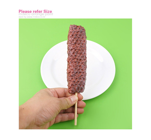 대표 플라워 종합쇼핑몰 [더리얼스 엠데코] 고기 산적 햄 꼬치 모형 16cm 음식모형 인조 음식 제작 가짜 요리 전시 한식 휴게소 분식 식품 PR